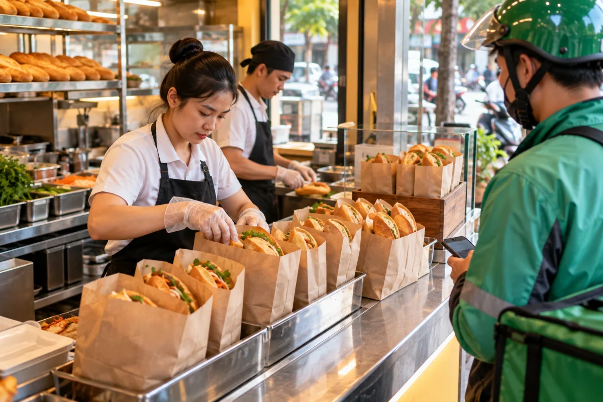 Bán bánh mì qua ứng dụng giao hàng
